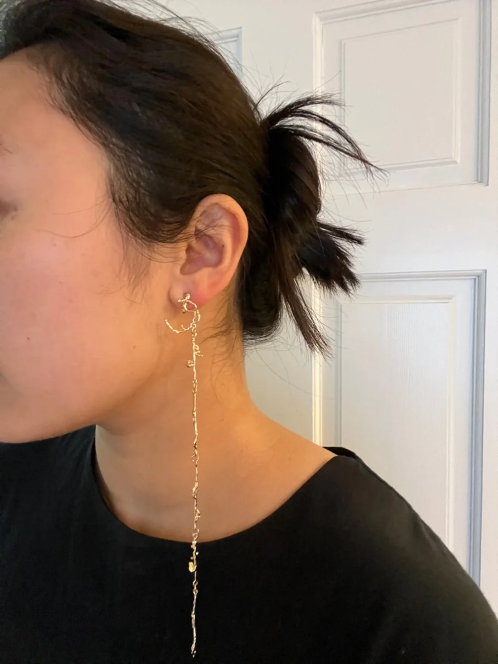 Lemaire Style Rose Vine Drop Clip-on Earrings - Picture 3 of 3
